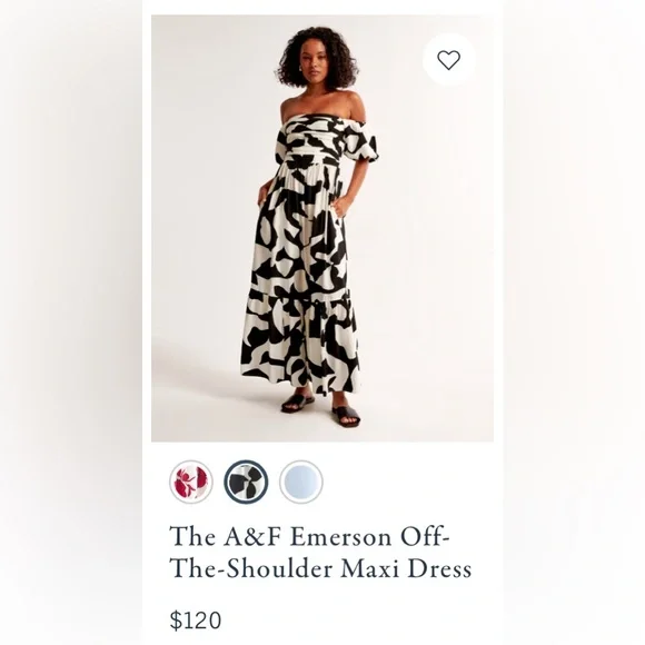 NWT Abercrombie Emerson Off-Shoulder Black and White Dress - Picture 4 of 4